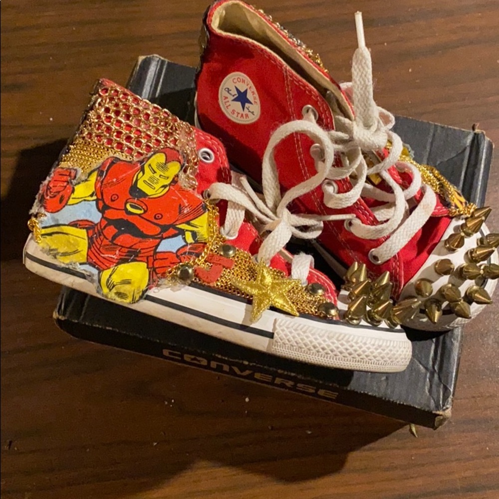 Converse bling iron man rivets gold